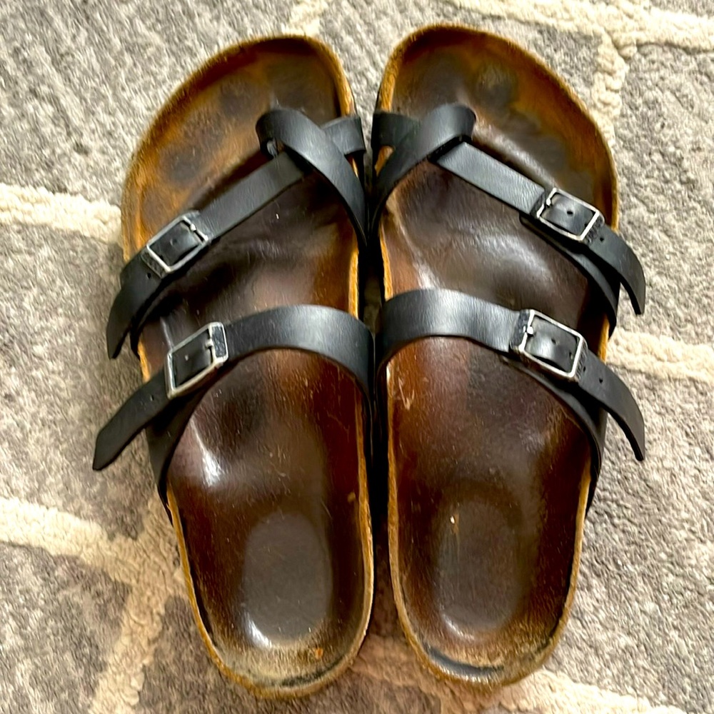 Birkenstock Mayari Women's Size 38 Black. Very well loved. Look at pics closely.